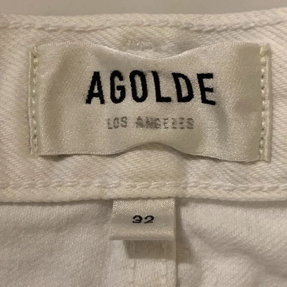 AGOLDE Women's Parker Dough White Button Fly Loose Fit Shorts Size 32 - Picture 6 of 13